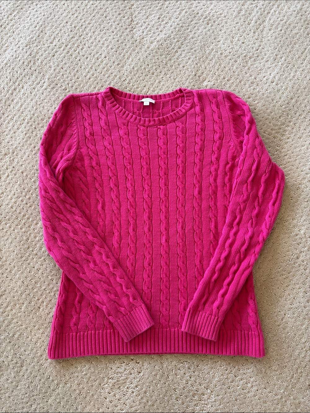 Talbots Bright Fuchsia Cable Crewneck Sweater